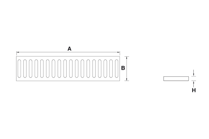 Galvanized grating for modular channel 200 x 1000 mm with 33 x 11mm mesh - class B125 