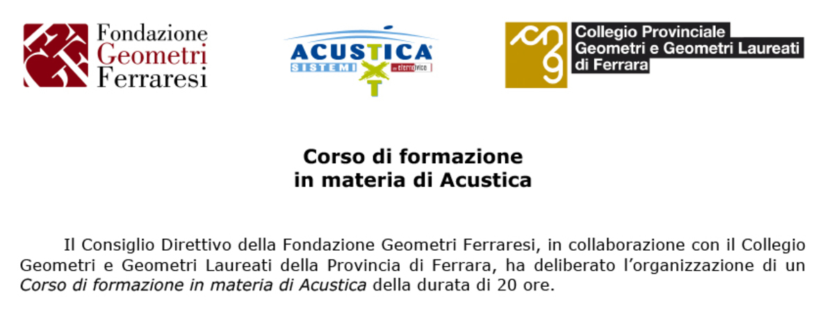 CORSO di formazione in MATERIA DI ACUSTICA